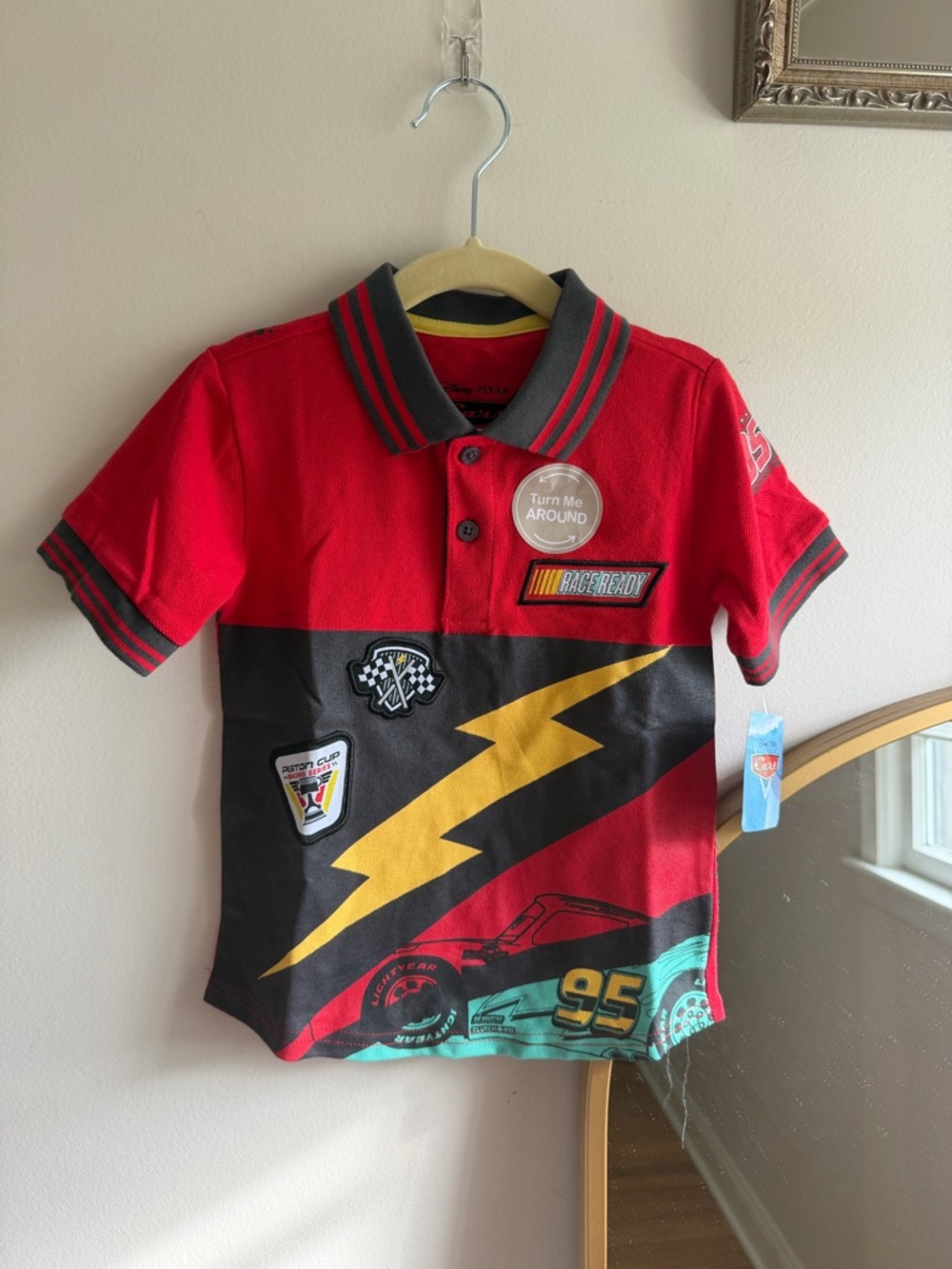 Disney Red and Yellow Lightning Race Polo for Kids